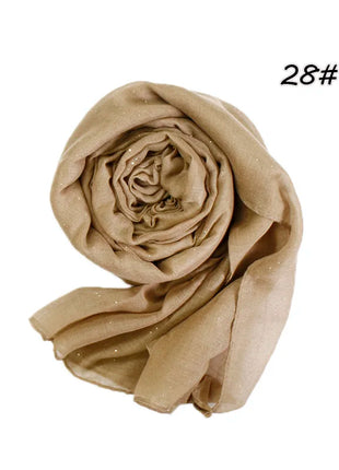 Shimmer Glitter Cotton Viscose Hijab Scarves For Women Muslim Long Shawls Headscarf Wraps Solid Headbands Stole Bufandas Turbans