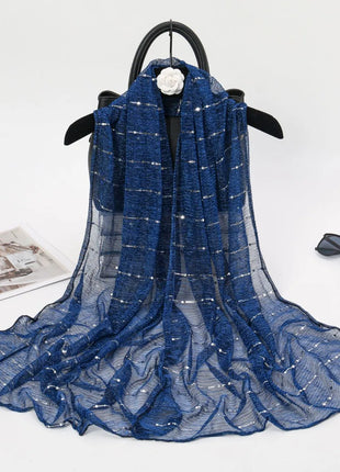 1PCS Spring and Autumn Women's High Elasticity sequin Chain Scarf, Wick Silk Long Scarf, Indian Scarf, Slide Silk Scarf