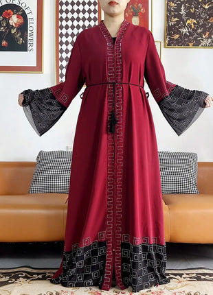 2024 Summer Women Elegant Dresses Dubai Party Outfits Long Sleeve Chiffon Dashiki Muslim Women Robe Open African Abaya Clothing