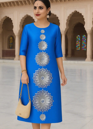 Muslim Dress Kurtta Women Fashionable Elegant National Style Straight Tube Slit hem Abito Donna Islamic Clothing For Women