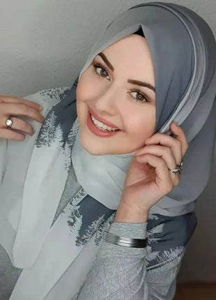 Islamic Scarf Women Luxury Blue Chiffon Hijab Abaya Hijabs For Woman Abayas Jersey Muslim Dress Turbans Head Instant Head Wrap