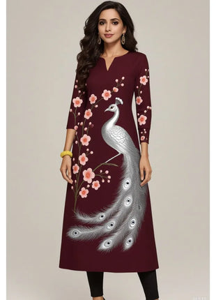 Muslim Kurt Women's Casual Fashion Dress National style Straight Tube Casual Ethnic Red Flower Kaftan Moroccan Women