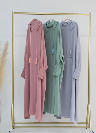 2024 Clothes for Muslim Women Fashion Summer Autumn Muslim Long Sleeve Solid Color Long Abaya Hijab Dress Kaftan Abaya Dubai