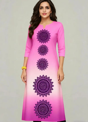 Muslim Kurt Casual Fashion Dress Long Sleeved Straight Tube Casual Ethnic Flower Abaya Women Muslim Dress Peacock Sleeve Abaya