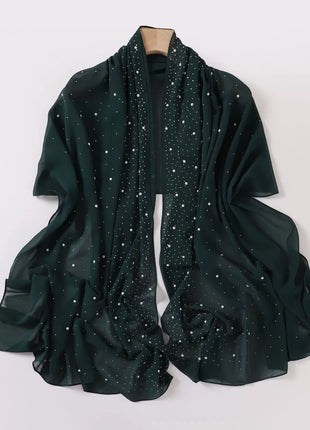 Hot Diamond Pearl Chiffon Hijabs for Women Muslim Fashion Long Shawl Head Wrap for Women Turbans for Women Ramadan Turban Femme