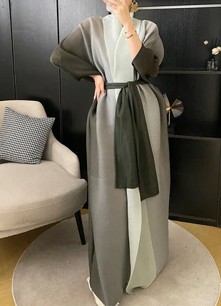 Wind Coat for Women 2024 Autumn New Style Gradient Color, Plus Fat and Enlarged Bat Sleeves, Scarf Style Long Outerwear
