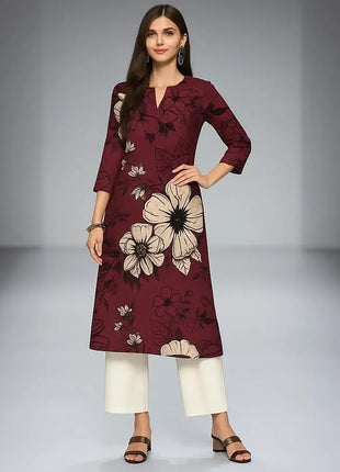Muslim Kurt Flowers Women's Fashion Comfortable Long Sleeve Straight Casual Ethnic Vestidos Longos Parrot Print New Dress