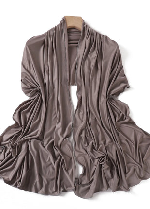 Luxury Wavy Edge Jersey Hijab for Women Solid Color Milk Silk Scarf Headscarf Autumn Shawl Stretchy Chiffon Scarf Ramanda