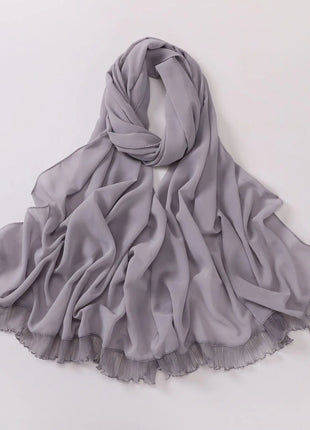 Muslim Lace Chiffon Scarf Hijabs for Women Luxury Ramadan Headscarf Shawl Solid Full Cover Headband Female Jersey Head Wraps