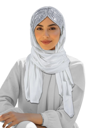 2025 Muslim Women Instant Scarf Sequin Hijab Turban Pull On Headscarf Ramadan Islam Pray Hijabs Niqab Nikab Pull On Head Wrap