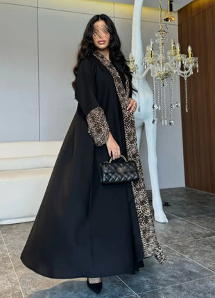 Eid Women Muslim Abaya Leopard Cardigan with Scarf Dress 2025 Vestidos Largos Caftan Robe Jalabiya Ramadan Morocco Dubai Kaftan