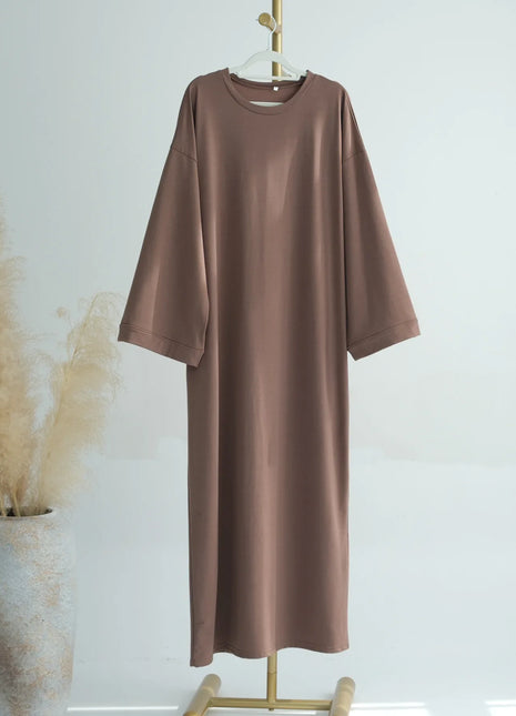 2024 New Modest Dress Solid Color Inner Dresses Muslim Women Dubai Abaya Eid Ramadan Islam Clothing Turkey Arabic Robe