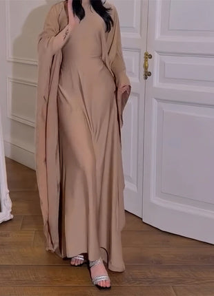 Eid Shiny Batwing Satin Abaya Dubai Luxury 2024 Muslim Abayas For Women Maxi Kaftan Dress Islamic Clothing Caftan Marocain Femme