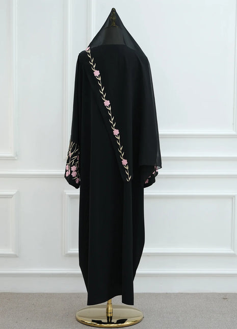 Luxury Embroidered Sleeve Cardigan for Muslim Women Ramadan Modest Abaya Dress with Hijab Elegant Islamic Party Turkish Outfit