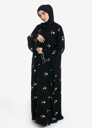 Stylish Muslim Islamic Abaya for Women Light Green Floral Embroidery Delicate Cuffs Ideal for UAE Saudi Arabia Qatar