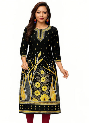 Muslim Dress Kurt Women Fashionable Elegant Straight Tube Casual Slit hem Color Elephant Pattern Tenue De Priere Femme Musulmane