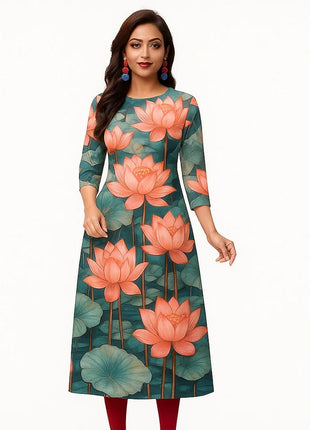 Muslim Dress Kurt Women's Fashionable And Elegant National Style Slit Hem Straight Tube Casual Color Pattern Abaya Luxury