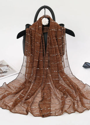 1PCS Spring and Autumn Women's High Elasticity sequin Chain Scarf, Wick Silk Long Scarf, Indian Scarf, Slide Silk Scarf