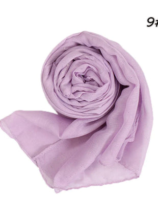 Shimmer Glitter Cotton Viscose Hijab Scarves For Women Muslim Long Shawls Headscarf Wraps Solid Headbands Stole Bufandas Turbans
