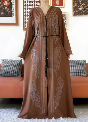 New Middle East Africa Elegant Women Cardigan Chiffon Loose Open Zippier Abaya Muslim Islamic Clothing Cardigan Style Loose Size