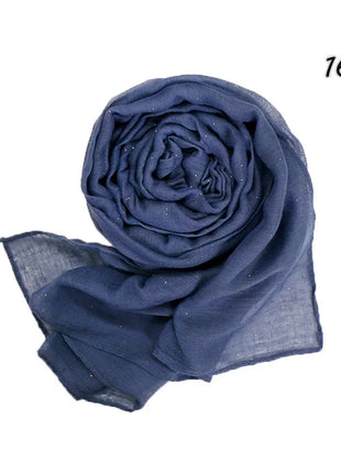 Shimmer Glitter Cotton Viscose Hijab Scarves For Women Muslim Long Shawls Headscarf Wraps Solid Headbands Stole Bufandas Turbans