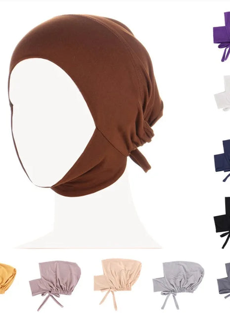 1PC Hijab Undercap for Women,Islamic Muslim Full Cover Face Veil Silk Fabric Turban Cap Underscarf Ramadan Accessory Daily Wear