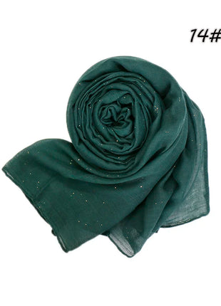 Shimmer Glitter Cotton Viscose Hijab Scarves For Women Muslim Long Shawls Headscarf Wraps Solid Headbands Stole Bufandas Turbans