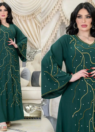 Caftan Eid Elegant Muslim Women Dress Ramadan Party Dubai Abaya Turkey Islam Long Evening Dresses Musulmane Elegant Vestidos