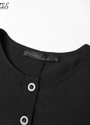 ZANZEA Solid Muslim Fashion Islamic Dress Women's Vintage Turkey Abaya Robe Long Sleeve Hijab O Neck Pleated Loose Kebaya 2025