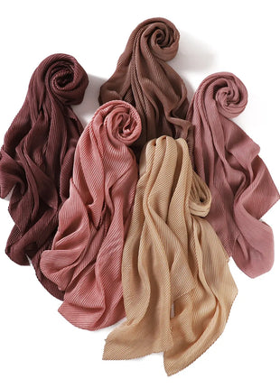 New Breathable Soft Solid Color Silver Silk Crumpled Shiny Pleated Shawl Women's Hair Towel Scarf One Piece Dropshipping