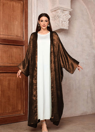 Shiny Party Abaya Ramadan Eid Batwing Satin Open Kimono Dubai Luxury Muslim Damen Abayas For Women Kaftan Dress Islamic Clothing