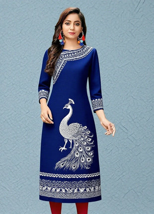 Muslim Kurtta Women's Casual Fashion Dress Slit hem Straight Tube Casual Ethnic Peacock National Style Abito Donna Musulmana