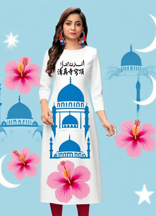 Muslim 2026 Women's Kurt Fashionable And Elegant Straight Tube Casual Kurtta Abito Donna Musulmana Girls Prayer Dress
