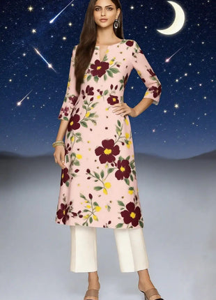 Muslim Dress Kurt Women's Fashionable Long Sleeved Straight Tube Casual Elephant Flowers Pattern Robe Marocain Islamic Prayer