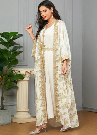 Women's Eid Abaya 2-Piece Set — Embroidered Jalabiya Party Dress
