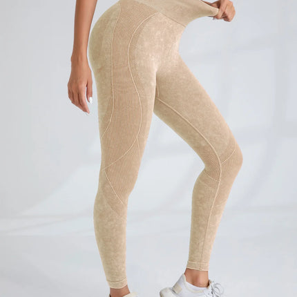 Women Seamless Gym High Waist Yoga Pants Hip Lifting Outdoor Sports Tight Waist Letter Sand Washed Pants Exercise Yoga Leggings