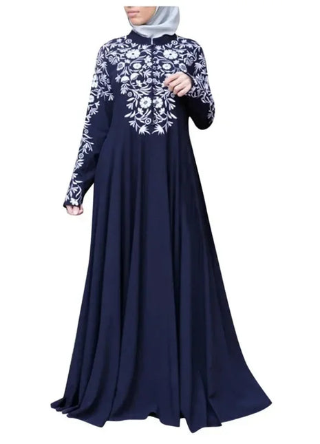 Plus Size Muslim Women Kaftan Dress Abaya Ethnic Style Long Sleeve Islamic Clothing Dubai Saudi Black Robe Turkish Modesty S-3XL