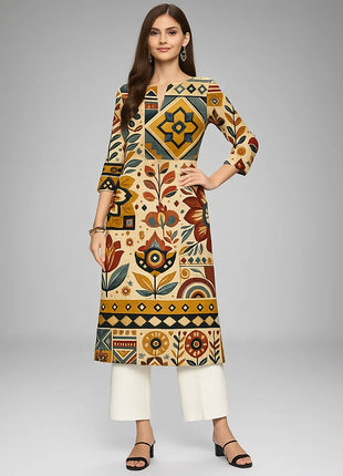 Muslim Dress Kurt Women's Fashionable Long Sleeved Straight Tube Casual Elephant Flowers Pattern Robe Marocain Islamic Prayer