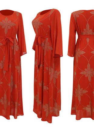 Eid Morocco Party Dress Women Muslim Abaya Diamond Ramadan Chiffon Dubai Abayas Kaftan Elegant Robe Vestidos Turkey Gown 2023