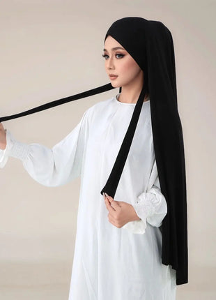 New Elasticity Modal Jersey Instant Hijab With Straps Muslim Woman Hijab Soft Solid Headwraps Turban Islam Malaysia Headscarf
