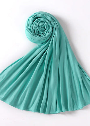 Muslim Plain Cotton Jersey Hijab Scarf Solid Color With Good Stitch Stretchy Soft Turban Head Wraps Shawl Foulard Femme