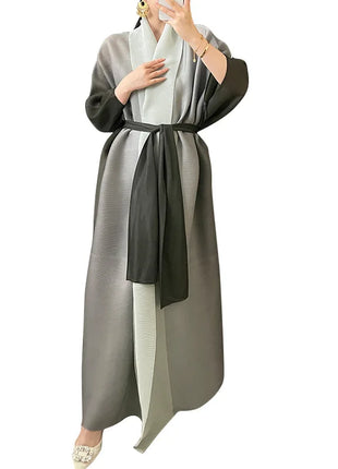 Wind Coat for Women 2024 Autumn New Style Gradient Color, Plus Fat and Enlarged Bat Sleeves, Scarf Style Long Outerwear