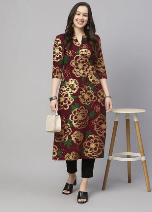 Muslim Kurt Women's Fashionable And Comfortable Kurt Dress Long Sleeved Straight Tube Casual Ethnic Middle Eastern Arabic Dress