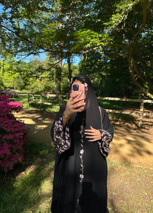 Luxury Embroidered Sleeve Cardigan for Muslim Women Ramadan Modest Abaya Dress with Hijab Elegant Islamic Party Turkish Outfit