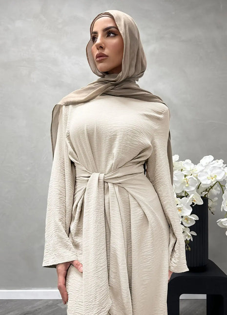 2025 Fashion Dubai Solid Belt Long Dresses For Muslim Woman Elegant Casual Marocain Islam Saudi Plain Caftan Turkish Clothing