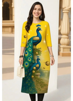 National style Women Kurtta Casual Fashion Dress Slit hem Straight Tube Casual Ethnic Flower Muslim Kaftan Turkish Abaya Morocco