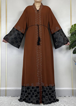 2024 For Women Elegant Dresses Dubai Party Outfits Long Sleeved Chiffon Dashiki Muslim Women Robe Open African Abaya Clothing