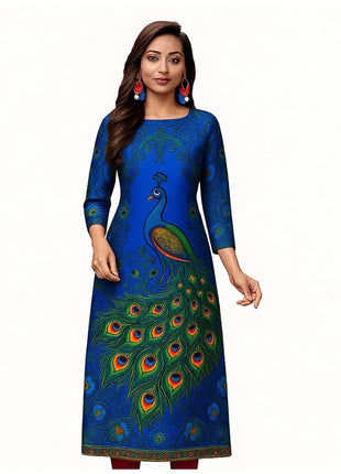 Muslim Kurtta Casual Dress Middle Eastern Straight Casual Ethnic Slit hem Mandarin Peacock National Style Caftan Marocain Femme