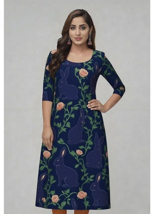 Muslim Peacock Kurtta Women Casual Fashion Dress National style Straight Tube Casual Ethnic Flower Abaya Musulmane Slit hem