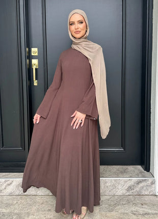 2025 Summer Arabic Muslim Women Modest Dress Eid Dubai Plain Abaya Islam Party Outfit Elegant Holiday Dresses Turkey Kaftan Robe